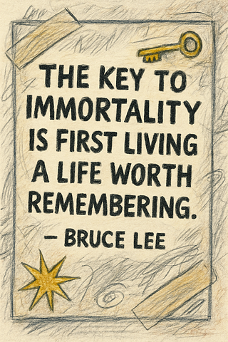 The key to immortality is first living a life worth remembering.