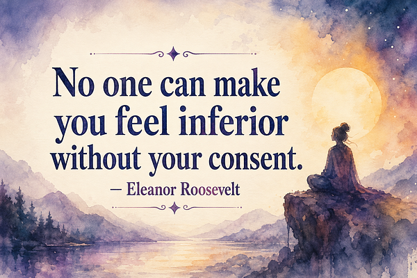 No one can make you feel inferior without your consent.
