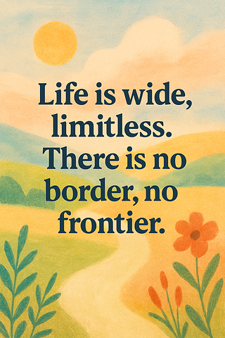 Life is wide, limitless. There is no border, no frontier.